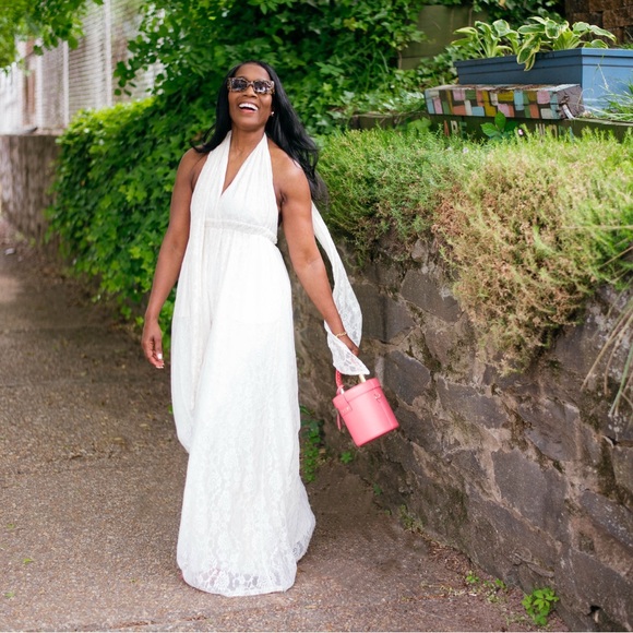 Lace Your Fears Wide-Leg Halter Maxi Jumpsuit – Size 6- - Picture 14 of 15